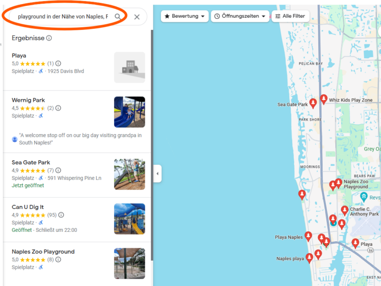 Suche in der Nähe von Google Maps