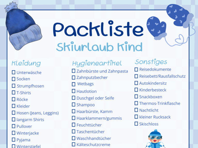 Packliste Skiurlaub Kind