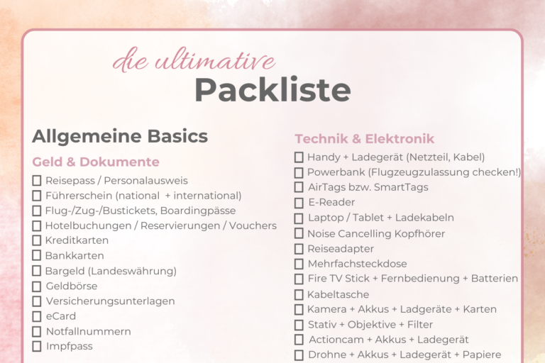 die ultimative Packliste für den Urlaub