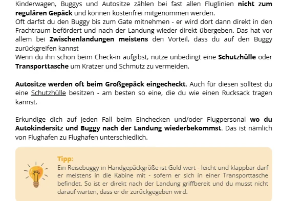 Fliegen mit Kind Guide - Auszug aus dem Guide