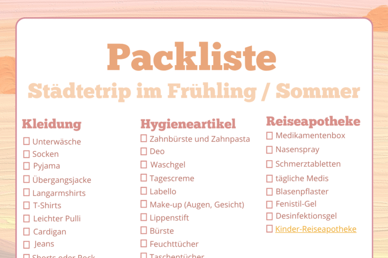 Packliste für Städtetrip im Frühling und Sommer